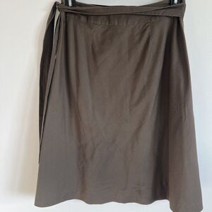 Vintage Talbots Brown A-Line Skirt 100% Cotton Belted  Lined Side Zipper Size 6
